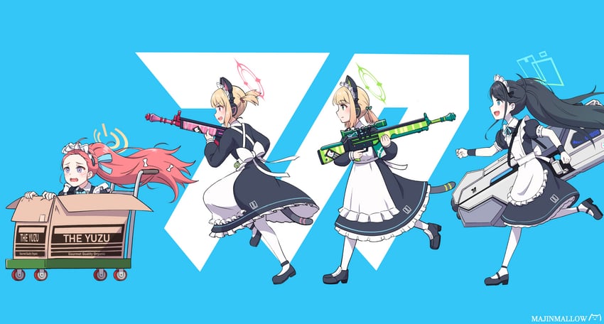 aris, momoi, midori, and yuzu (blue archive) drawn by majinmallow