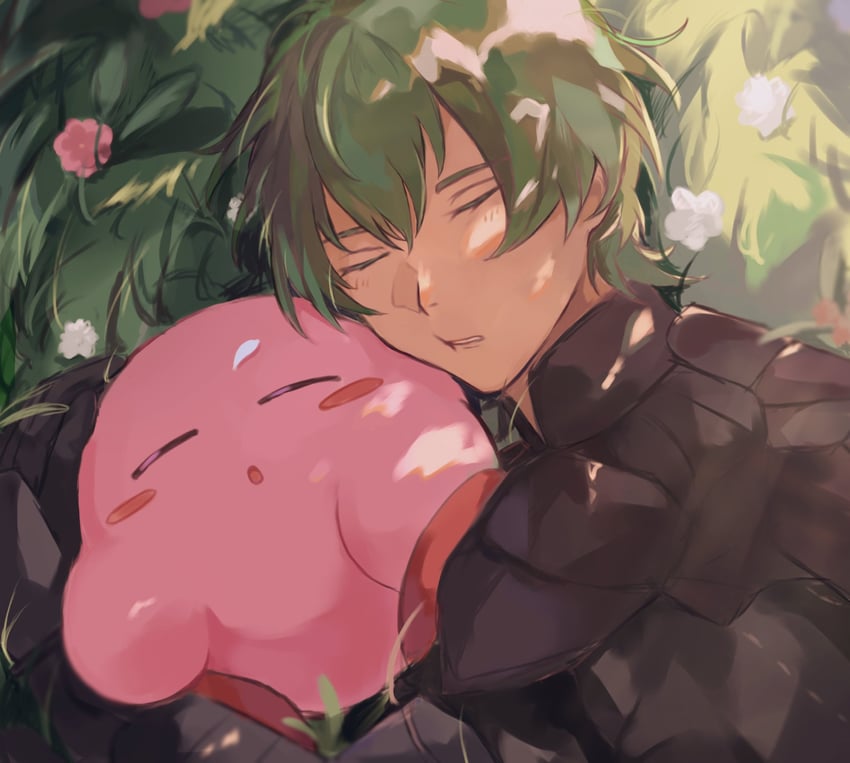 kirby and male byleth (fire emblem and 3 more) drawn by feenadori