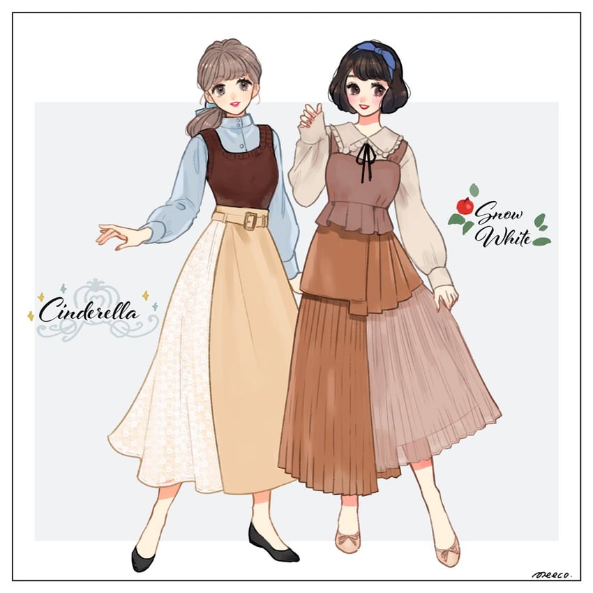 snow white and cinderella (snow white and the seven dwarfs and 2 more) drawn by meecosme