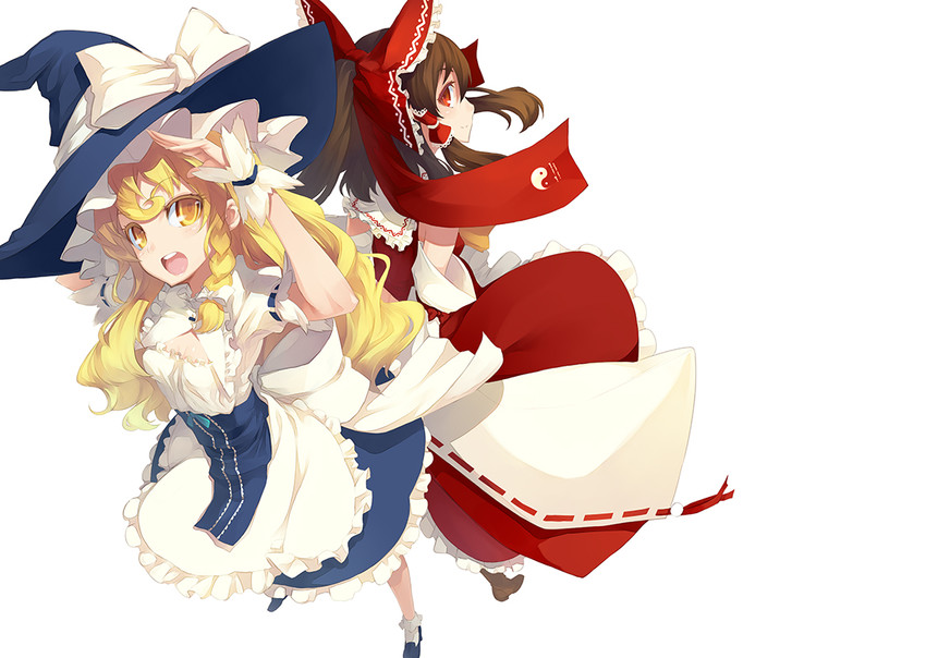 hakurei reimu and kirisame marisa (touhou) drawn by shingo_(missing_link)