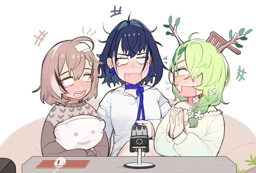 ouro kronii, nanashi mumei, and ceres fauna (hololive and 1 more) drawn by eus_ing