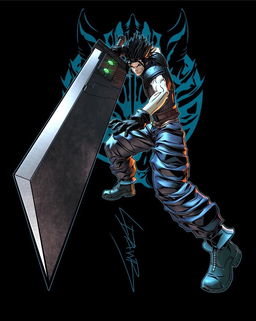 zack fair (final fantasy and 2 more) drawn by ldawb