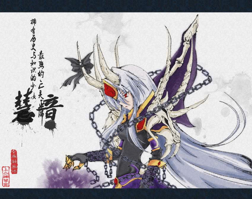 kamishirasawa keine and kel'thuzad (touhou and 2 more) drawn by auer