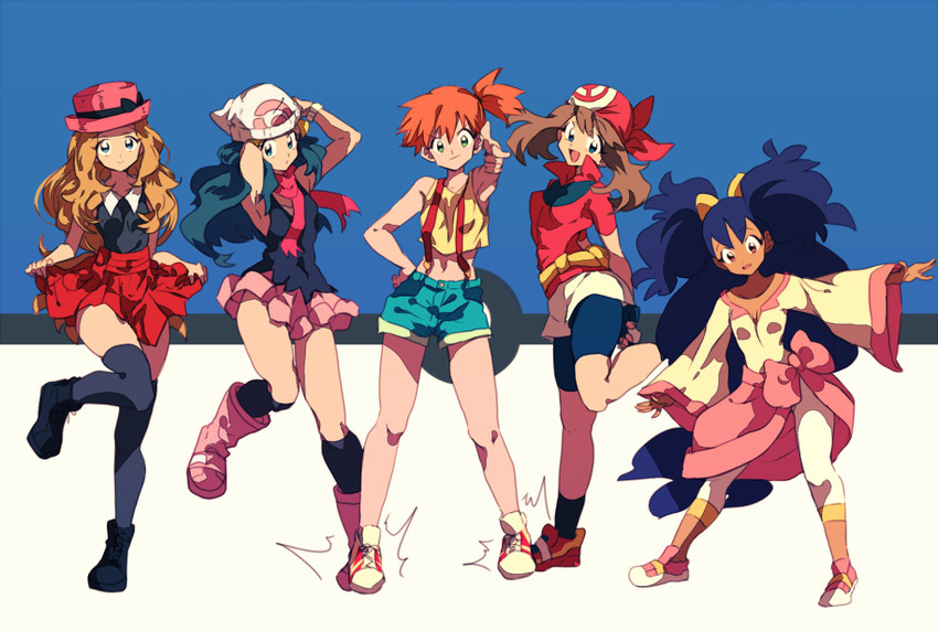 dawn, may, serena, misty, and iris (pokemon and 4 more) drawn by chokota