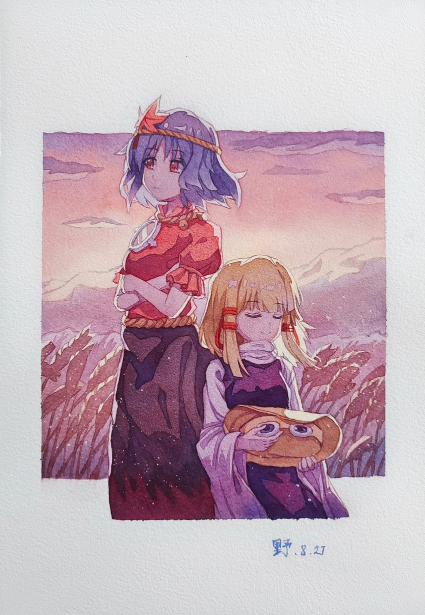 moriya suwako and yasaka kanako (touhou) drawn by yeshi_(pixiv45982327)