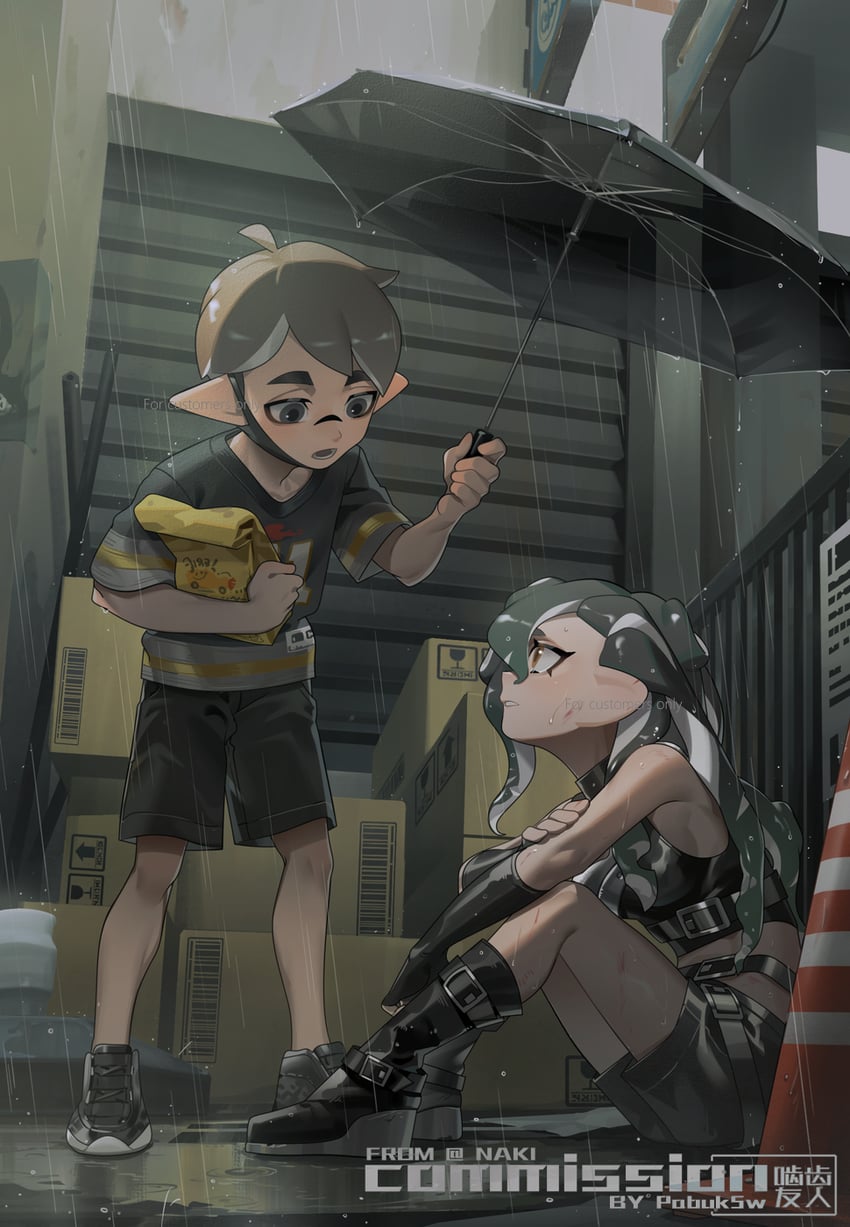 inkling player character, inkling boy, and takozonesu (splatoon) drawn by pabuk5w