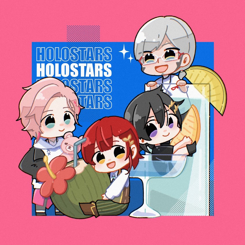 hanasaki miyabi, kanade izuru, arurandeisu, spanner, and rikka (holostars) drawn by taozi_momo