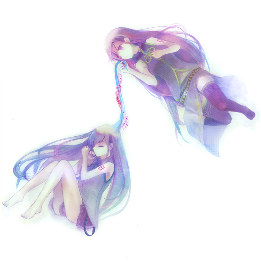 hatsune miku and megurine luka (vocaloid) drawn by usui_(tripcube)