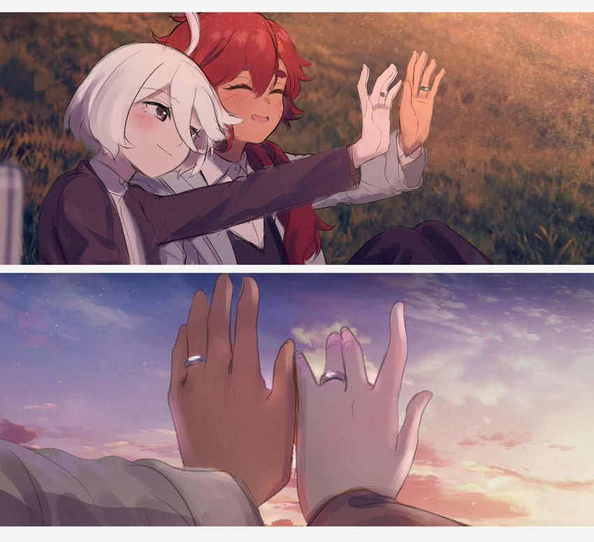 suletta mercury and miorine rembran (gundam and 1 more) drawn by ataririri