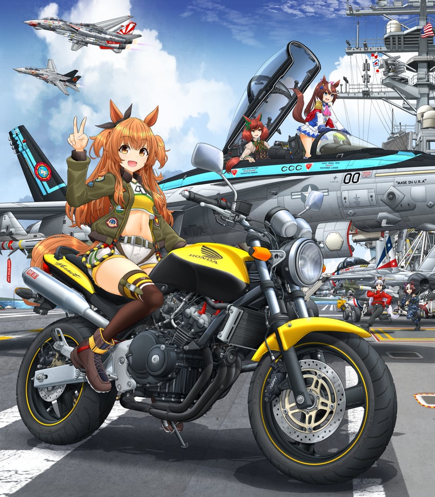 gold ship, tokai teio, nice nature, special week, and mayano top gun (umamusume and 2 more) drawn by mikeran_(mikelan)