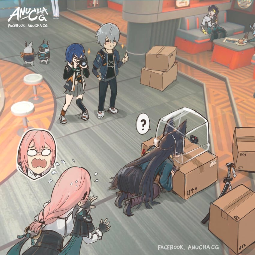 hoshimi miyabi, belle, wise, tsukishiro yanagi, eous, and 3 more (zenless zone zero and 1 more) drawn by anucha_cg