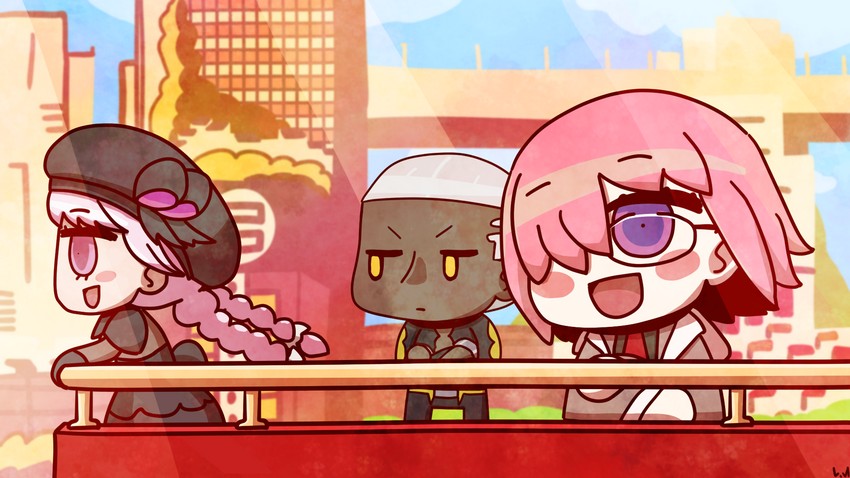 mash kyrielight, nursery rhyme, and emiya alter (fate and 1 more) drawn by l.n