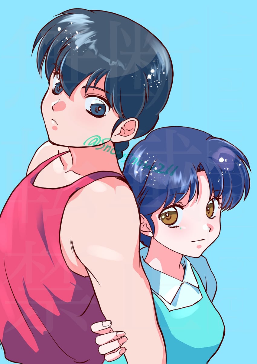 tendou akane and saotome ranma (ranma 1/2) drawn by snow_(snowsnow211)