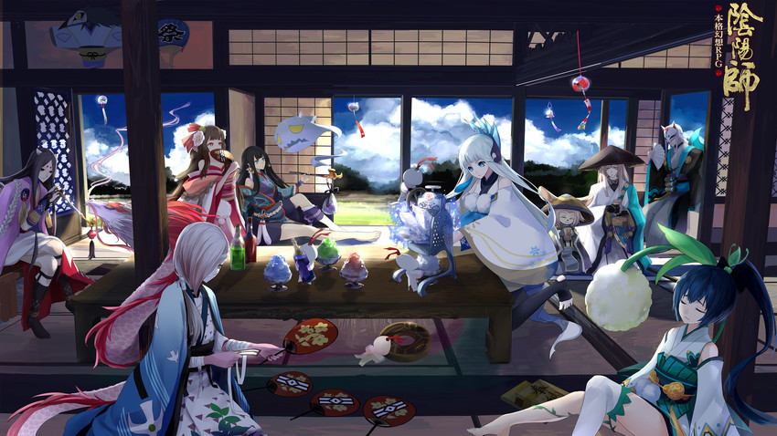 hotarugusa, youko, ichimoku ren, yuki onna, enenra, and 4 more (onmyoji) drawn by chef_no_kimagure_salad