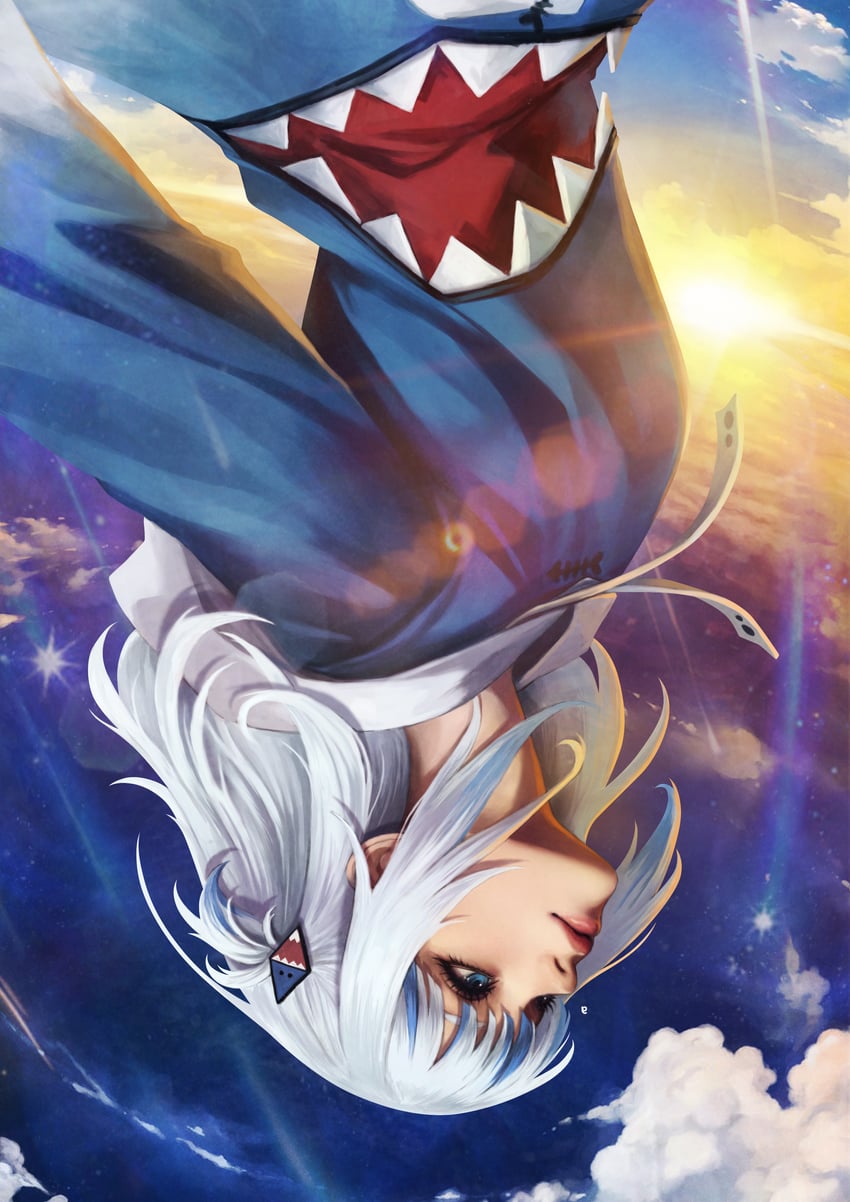 gawr gura (hololive and 1 more) drawn by monori_rogue