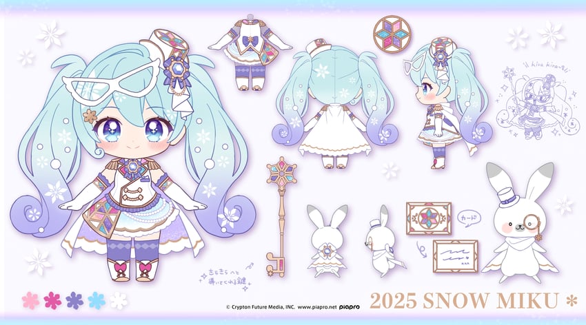 hatsune miku, yuki miku, and rabbit yukine (vocaloid) drawn by senotarou