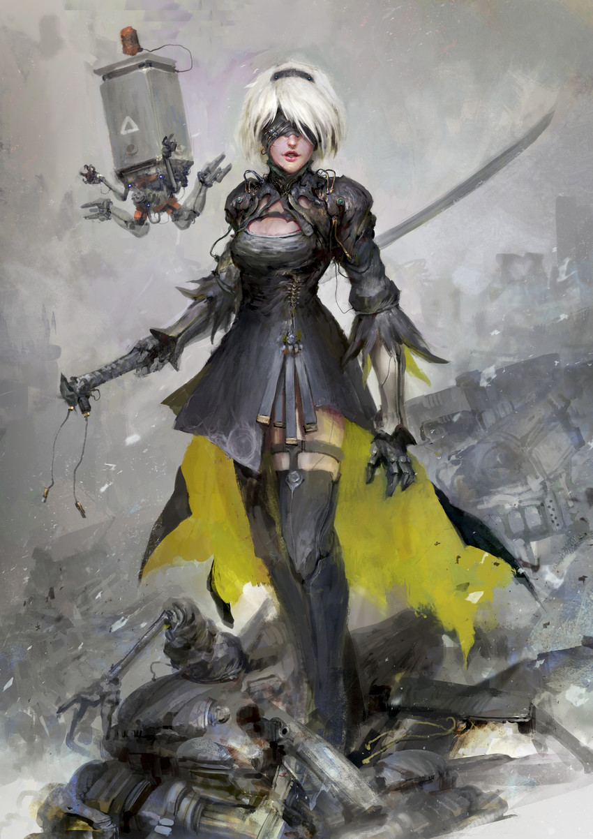 2b and pod (nier and 1 more) drawn by thedurianart