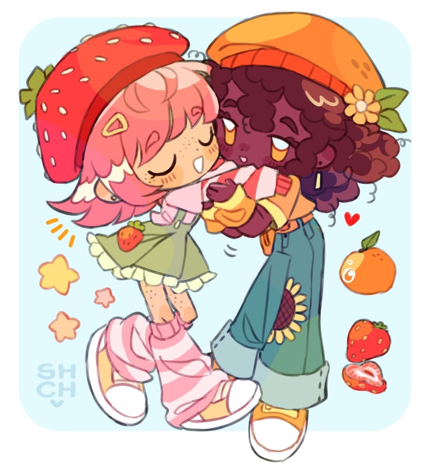 strawberry shortcake and orange blossom (strawberry shortcake) drawn by sharpycharot