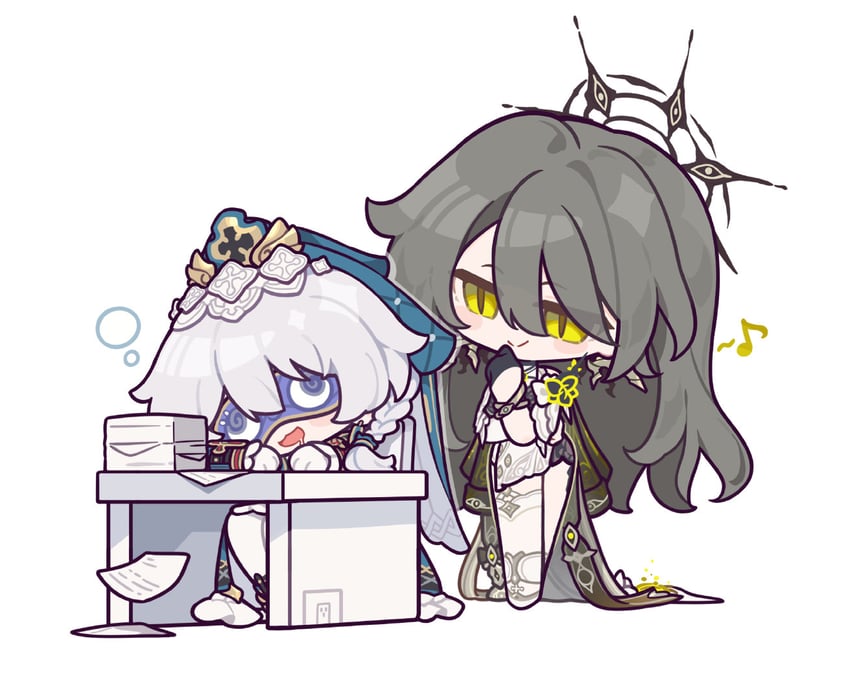 theresa apocalypse and vita (honkai and 1 more) drawn by eta