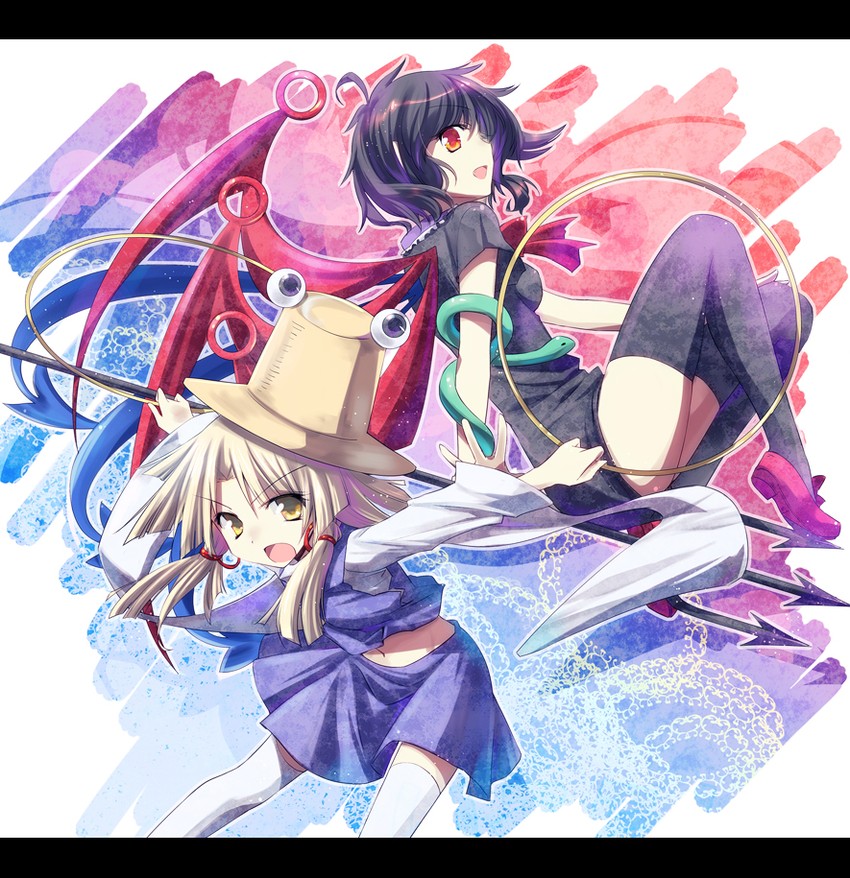 moriya suwako and houjuu nue (touhou) drawn by kuro_mame