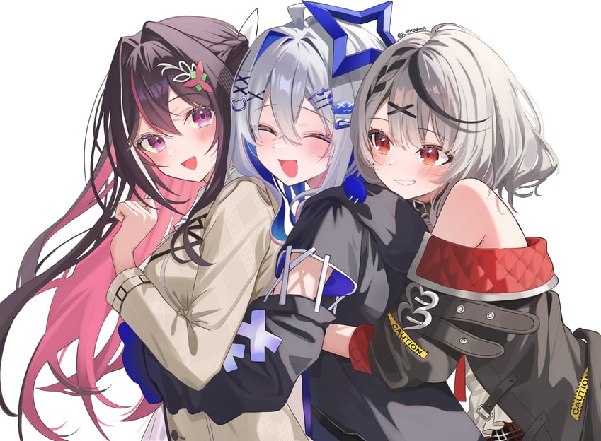 sakamata chloe, amane kanata, and azki (hololive) drawn by uekana9