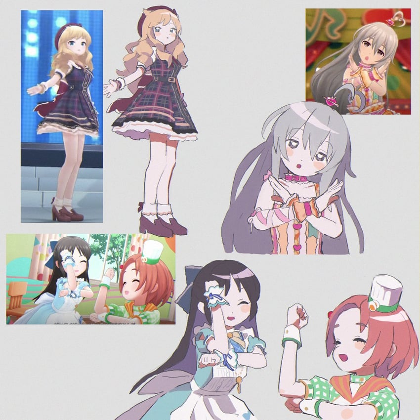 tachibana arisu, ohtsuki yui, hoshi syoko, and ryuzaki kaoru (idolmaster and 1 more) drawn by mill_gyu