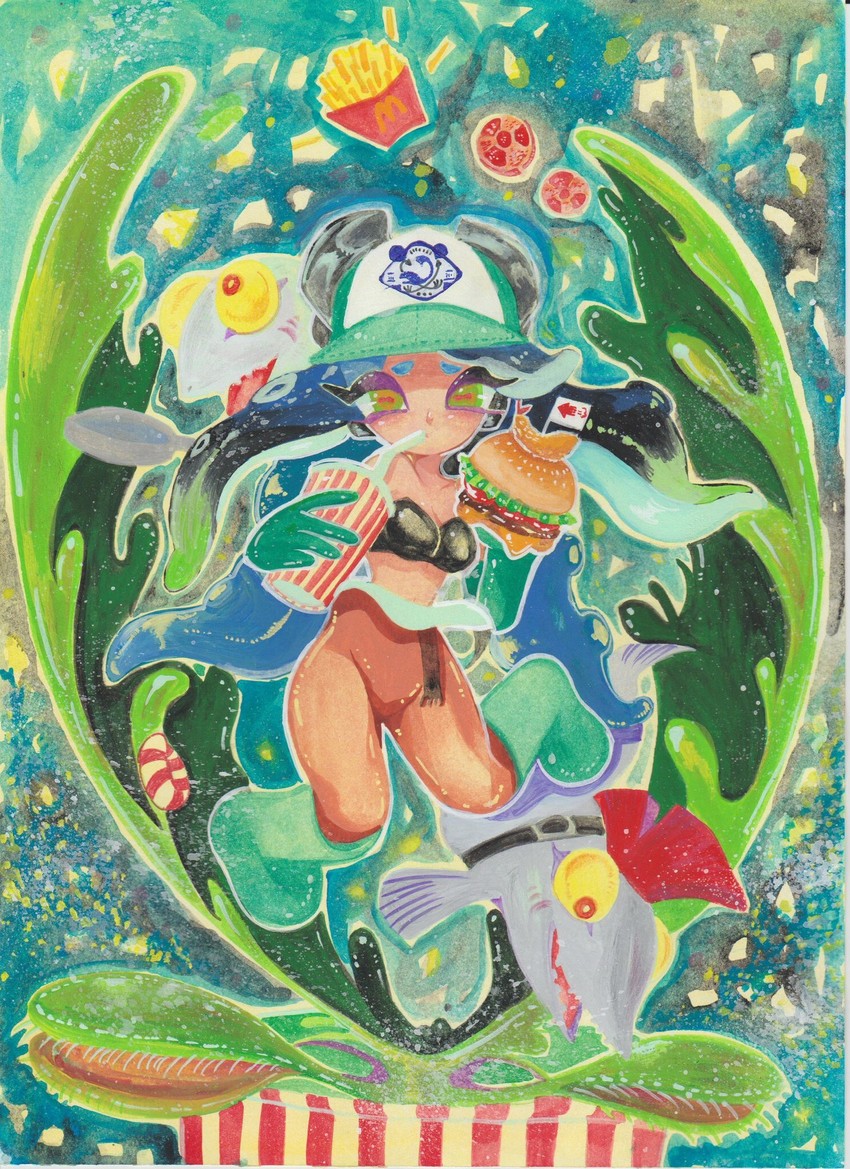 marina and chum (splatoon and 2 more) drawn by tibibanbi