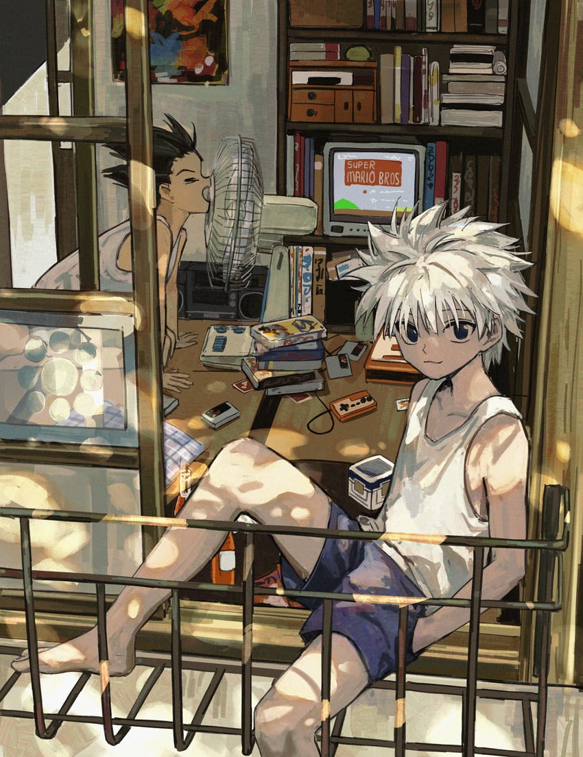 killua zoldyck and gon freecss (mario and 3 more) drawn by yuhuan
