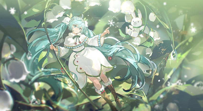 hatsune miku, yuki miku, and rabbit yukine (vocaloid) drawn by mento