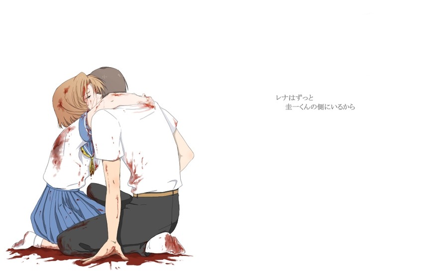 ryuuguu rena and maebara keiichi (higurashi no naku koro ni) drawn by sago_(riiko)