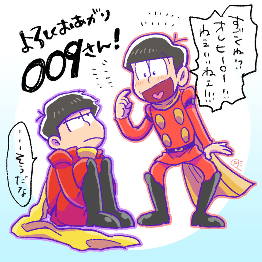 matsuno osomatsu, matsuno ichimatsu, shimamura joe, fukuyama jun, and sakurai takahiro (osomatsu and 2 more) drawn by penguin_(p-cap2525)