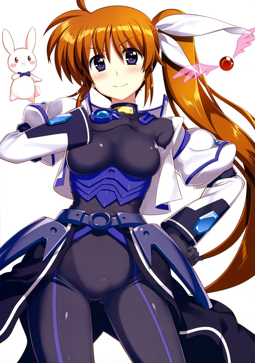 takamachi nanoha, raising heart, vivio, and sacred heart (lyrical nanoha and 1 more) drawn by fujima_takuya