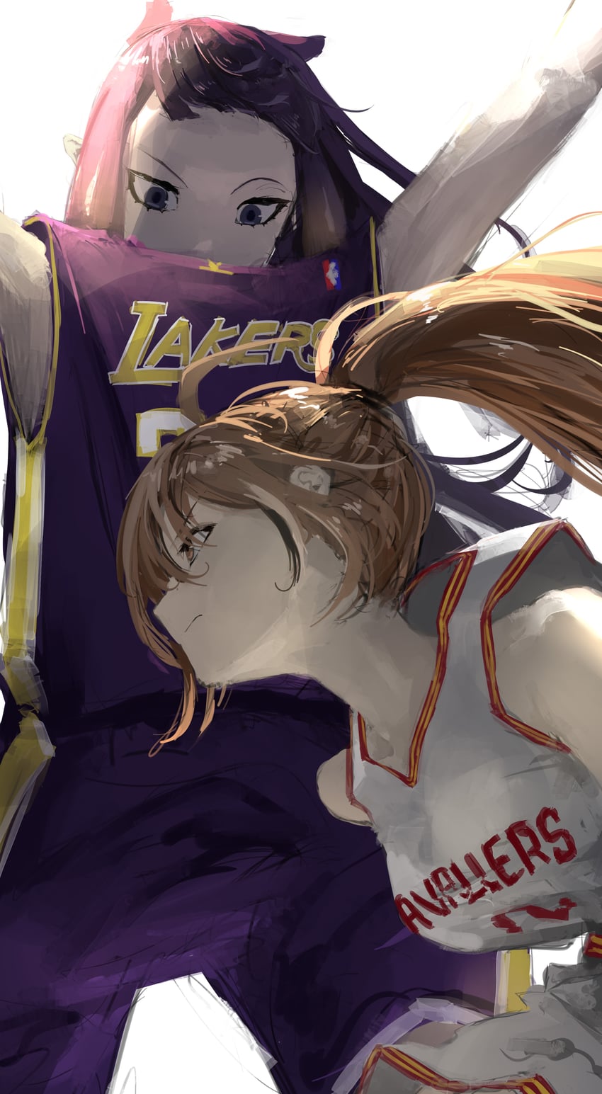 ninomae ina'nis, nanashi mumei, lebron james, and kobe bryant (hololive and 4 more) drawn by azura_(azuart0)