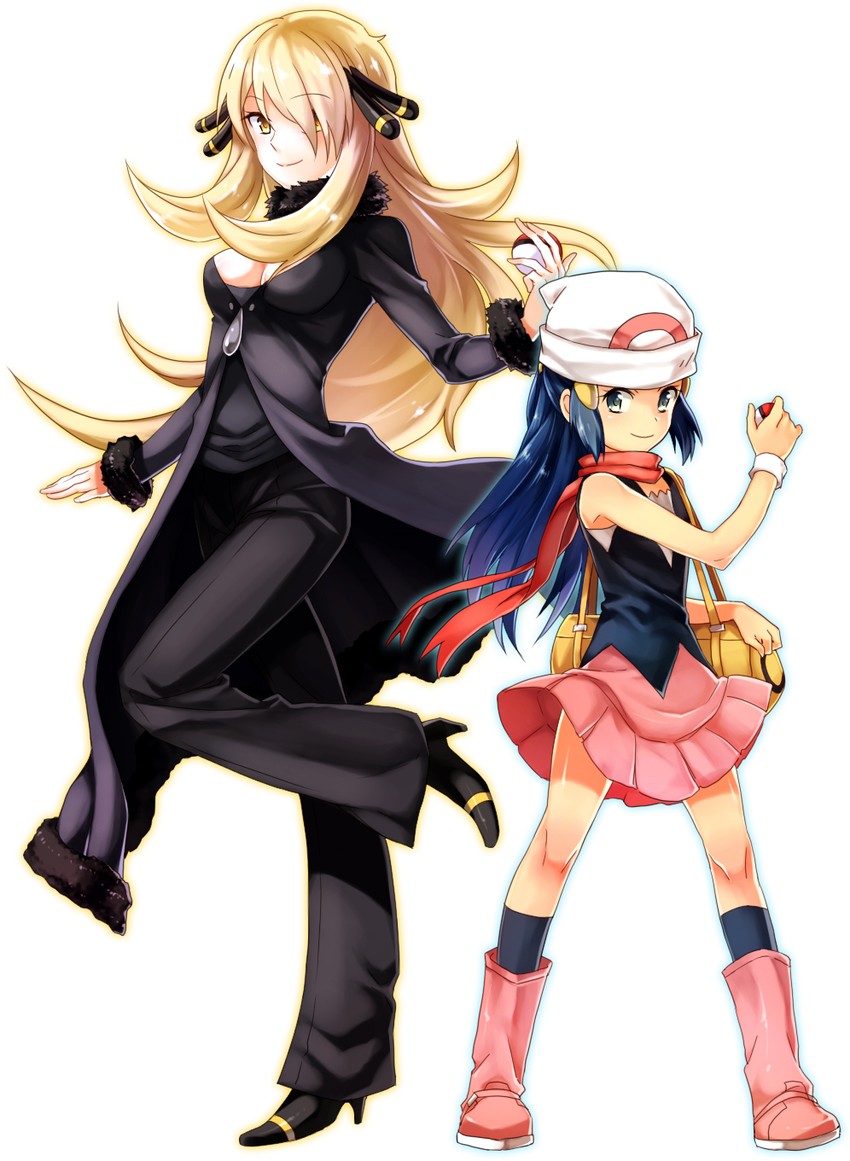 dawn and cynthia (pokemon and 1 more) drawn by re_ghotion