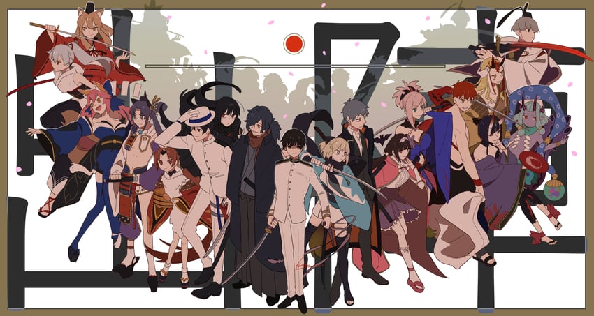 tamamo, okita souji, shuten douji, emiya shirou, tamamo no mae, and 15 more (fate and 2 more) drawn by kome_043