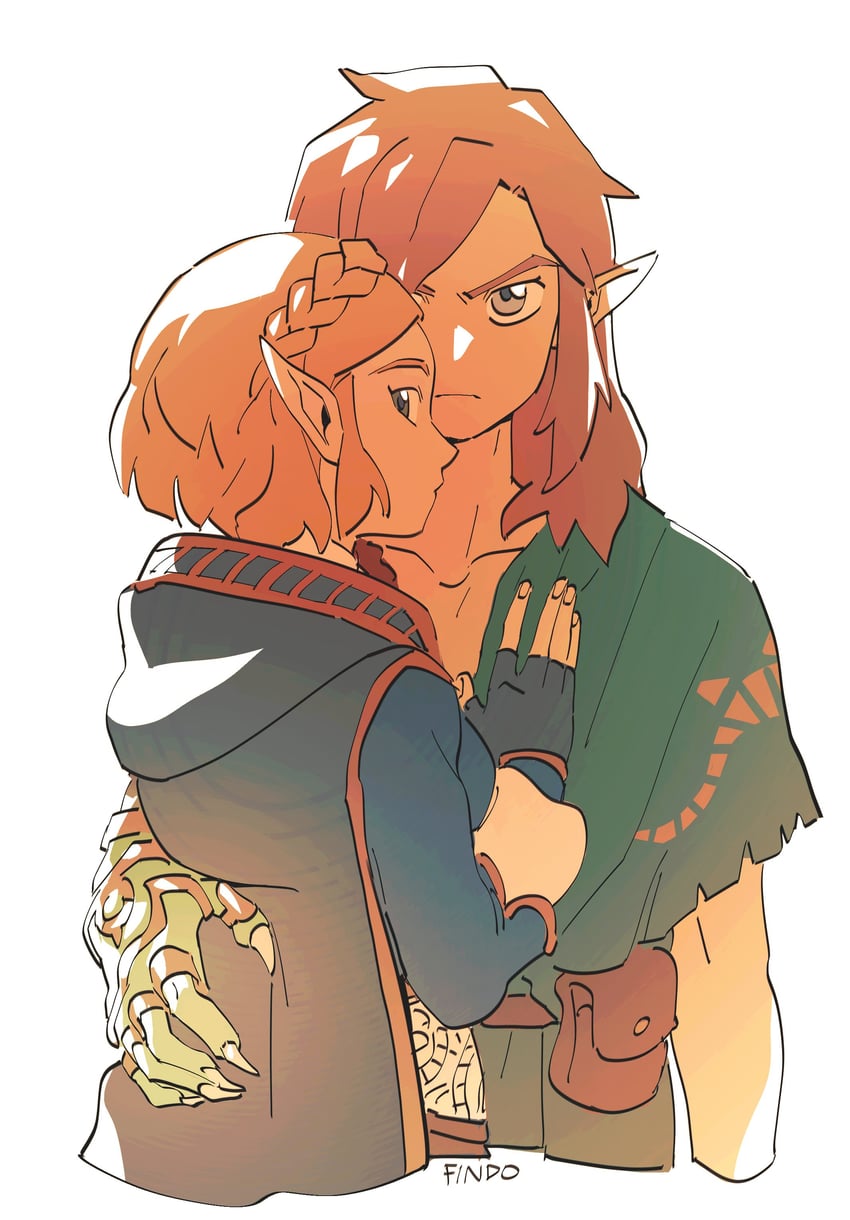 link and princess zelda (the legend of zelda and 1 more) drawn by findoworld