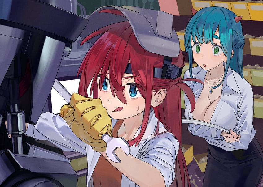 hipa, nahia, and bucho-bot (original and 1 more) drawn by some1else45