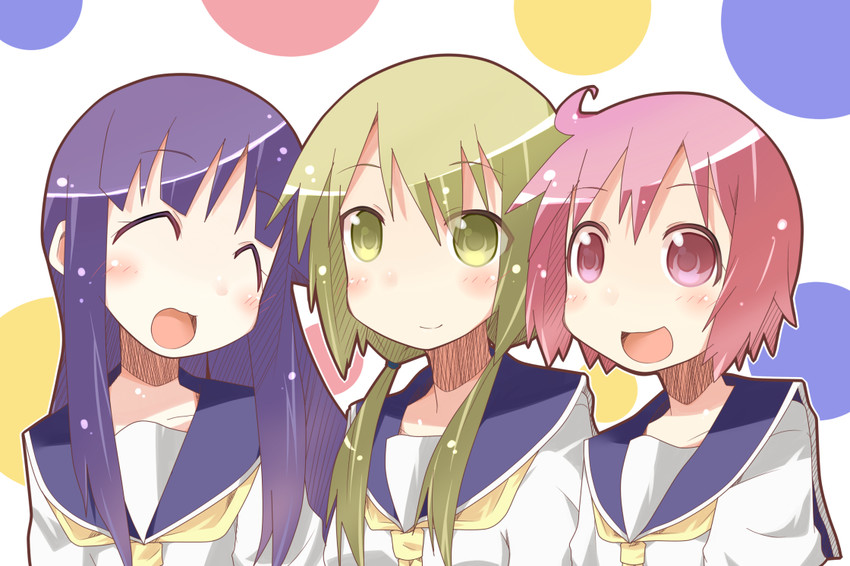 ichii yui, hinata yukari, and nonohara yuzuko (yuyushiki) drawn by miiyon