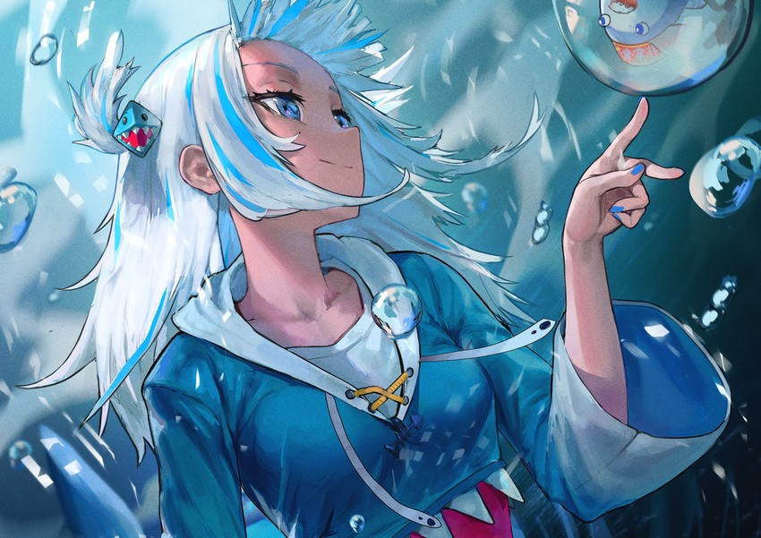 gawr gura and bloop (hololive and 1 more) drawn by joshirah