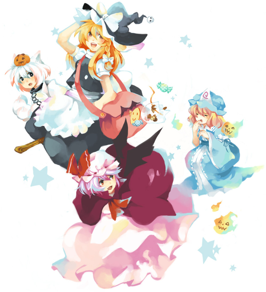 kirisame marisa, remilia scarlet, saigyouji yuyuko, and inubashiri momiji (touhou) drawn by jugem