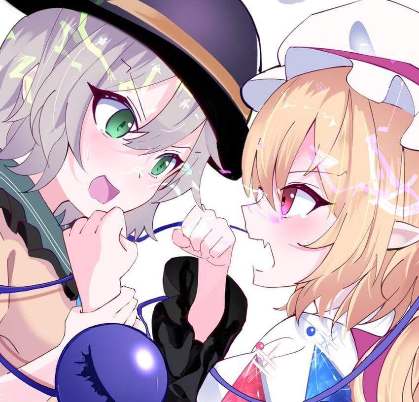 flandre scarlet and komeiji koishi (touhou and 2 more) drawn by kyuu_cat