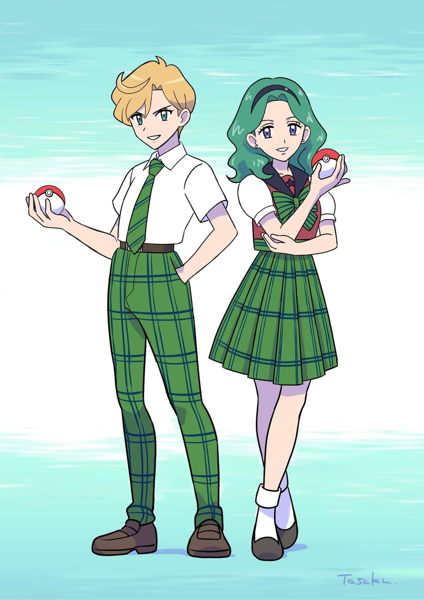 ten'ou haruka and kaiou michiru (pokemon and 2 more) drawn by tasuku_(tasukurukuru)