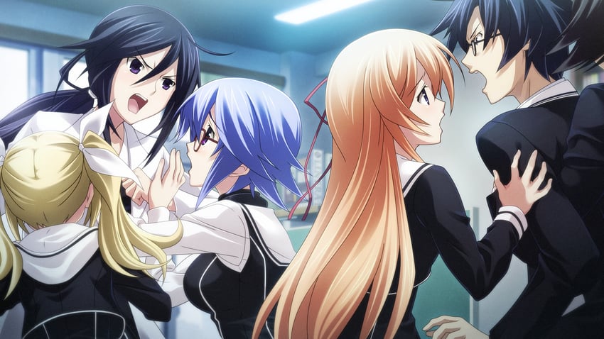 miyashiro takuru, arimura hinae, kurusu nono, kazuki hana, kunosato mio, and 1 more (chaos;child) drawn by sasaki_mutsumi