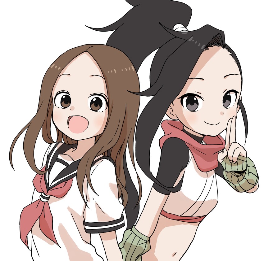 takagi-san and tsubaki (karakai jouzu no takagi-san and 1 more) drawn by yamamoto_souichirou