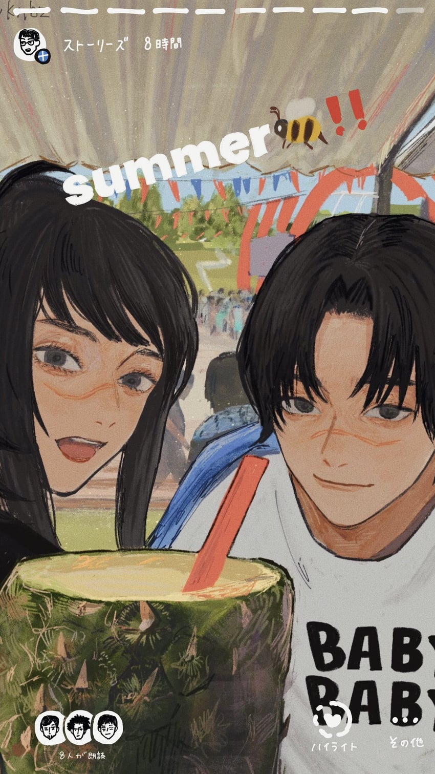 tendou michiko and kurose yuutarou (chainsaw man) drawn by fuyukonbu