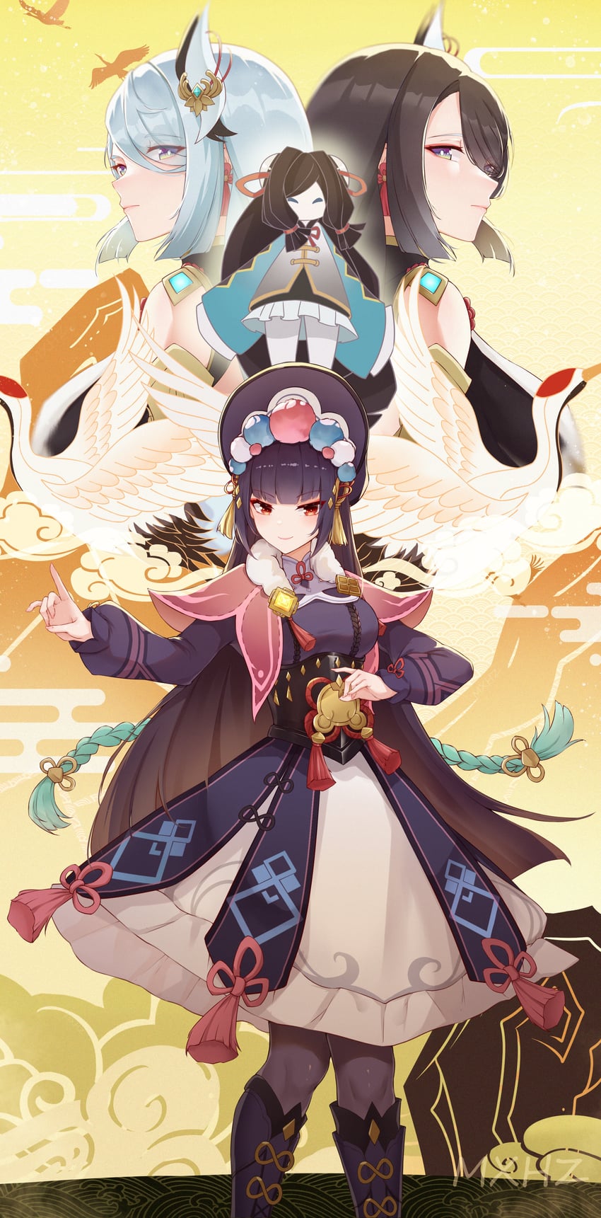 shenhe and yun jin (genshin impact) drawn by mengxin_huazha