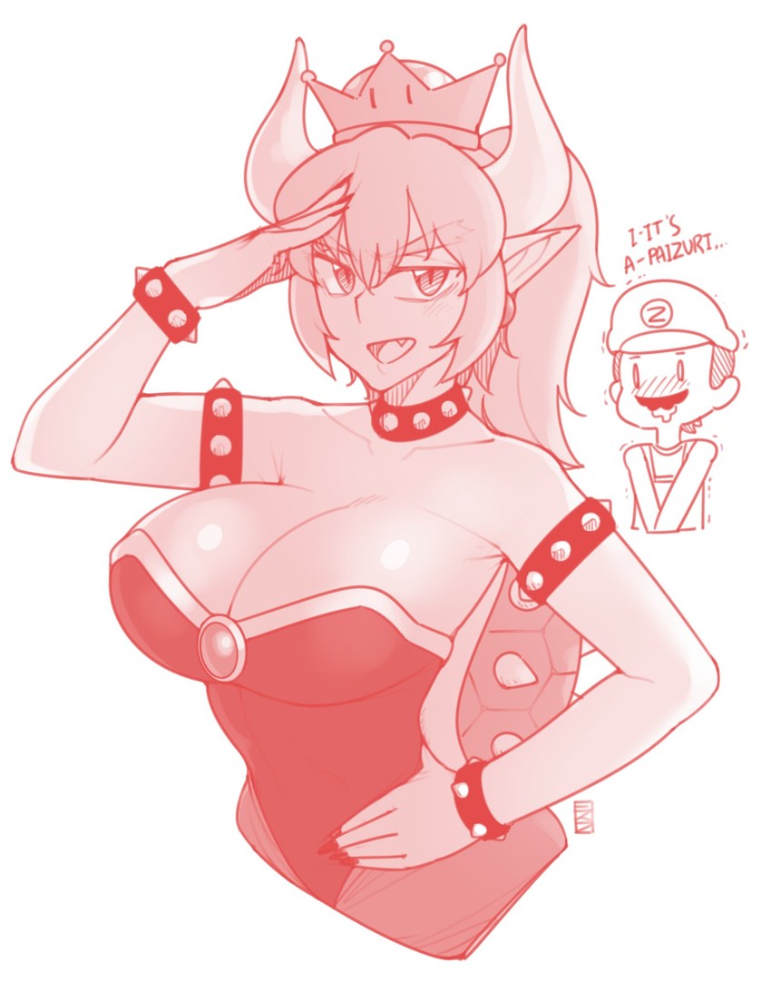 mario and bowsette (mario and 1 more) drawn by ekz_(robotekz)