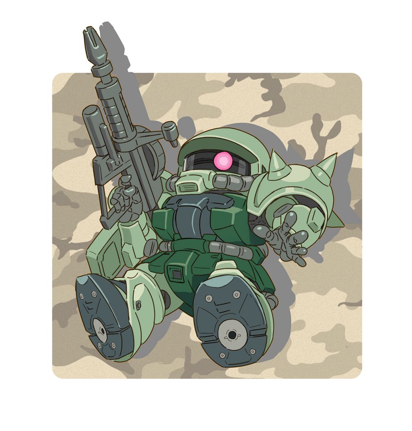 zaku ii and zaku ii f2 (gundam and 2 more) drawn by yuuji_(and)