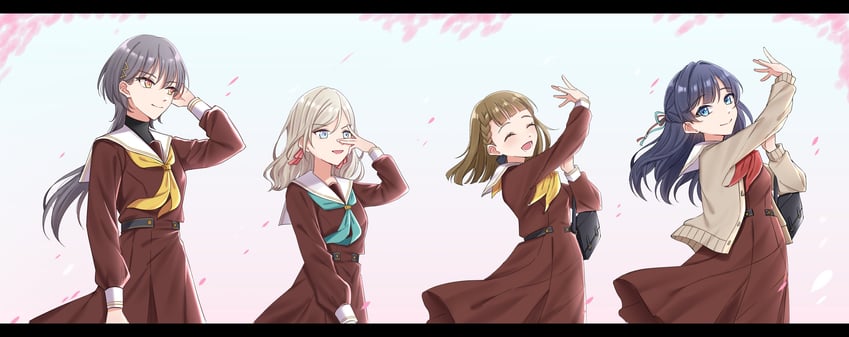 murano sayaka, kachimachi kosuzu, ceras yanagida lilienfeld, and katsuragi izumi (love live! and 1 more) drawn by komitaki