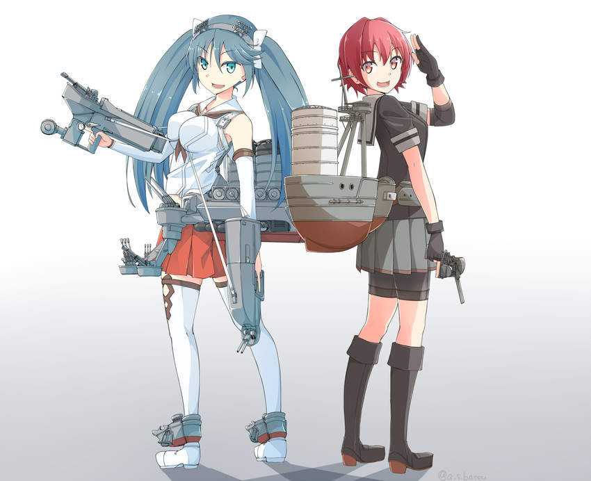 isuzu, kinu, isuzu kai ni, and kinu kai ni (kantai collection) drawn by baseu